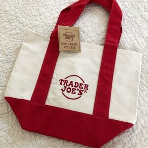 Trader Joe’s Mini Canvas Tote Bag RED - NEW With Tag